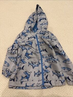 Carter's Gray & Blue Shark Print Raincoat